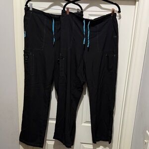 Carhartt Black Scrubs Cargo Pants with Blue Accents large